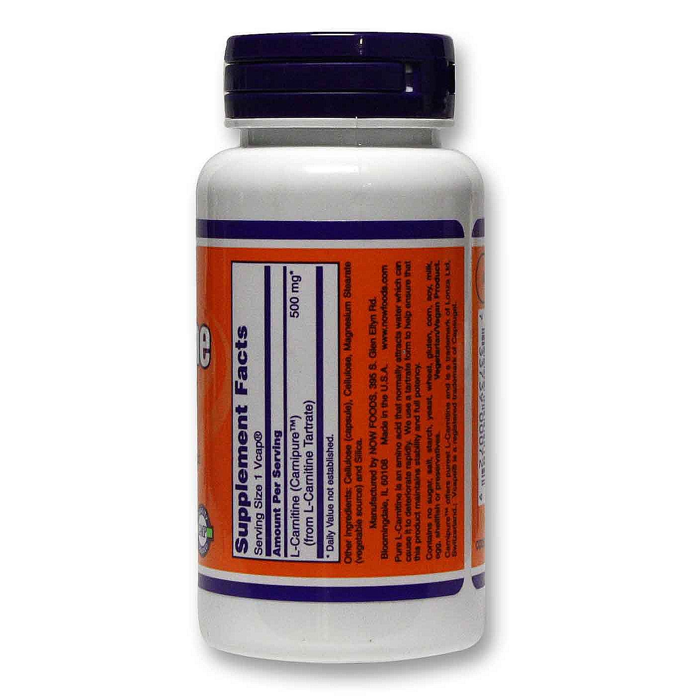 Now Foods, L-Carnitina 500 mg - 60 Cápsulas Vegatarianas - Imagem 2