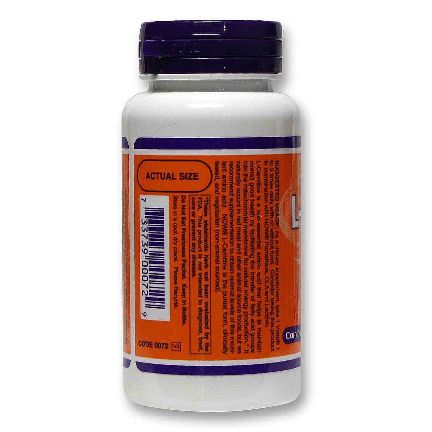 Now Foods, L-Carnitina 500 mg - 60 Cápsulas Vegatarianas - Imagem 3