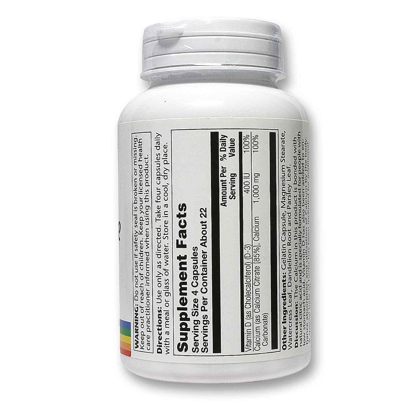 Solaray, Citrato de Cálcio com Vitamina D - 90 Cápsulas Vegetarianas - Imagem 2