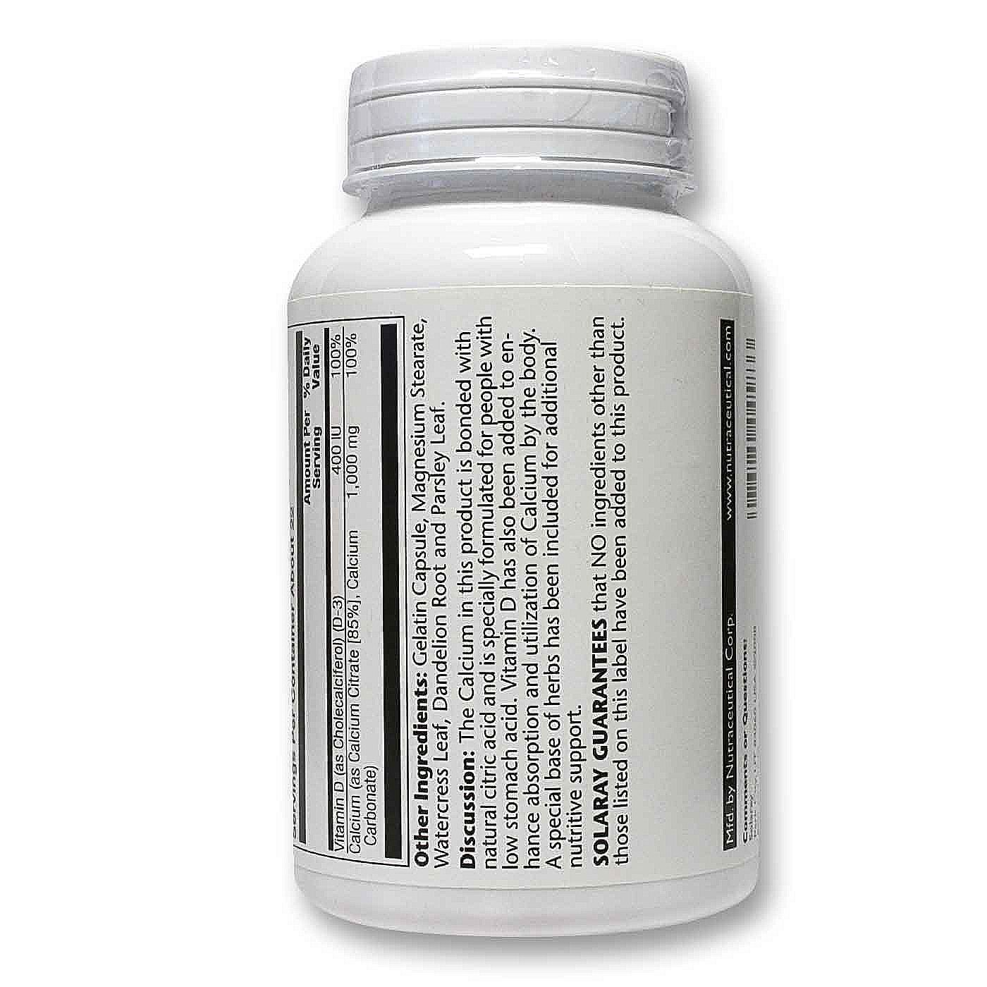 Solaray, Citrato de Cálcio com Vitamina D - 90 Cápsulas Vegetarianas - Imagem 3