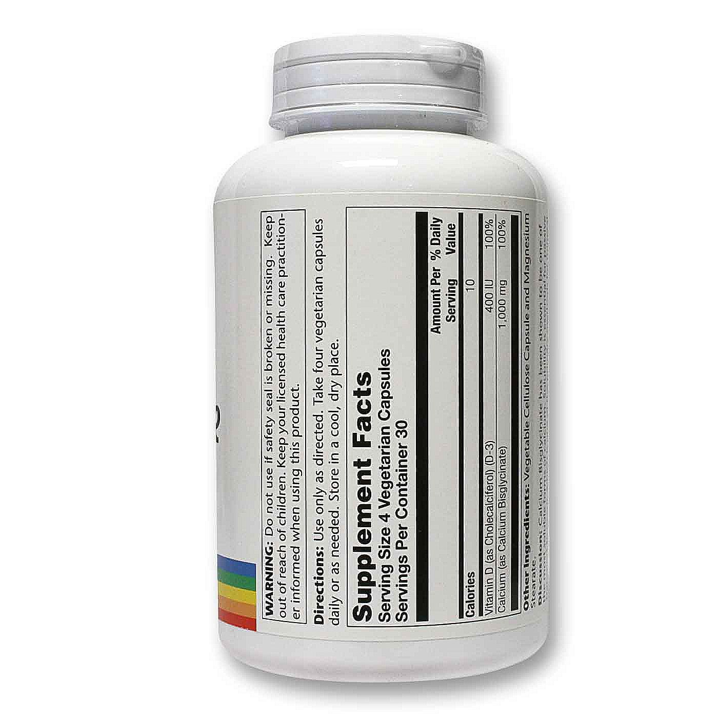 Solaray, Bisglicinato de Cálcio com Vitamina D3 - 120 Cápsulas Vegetarianas - Imagem 2