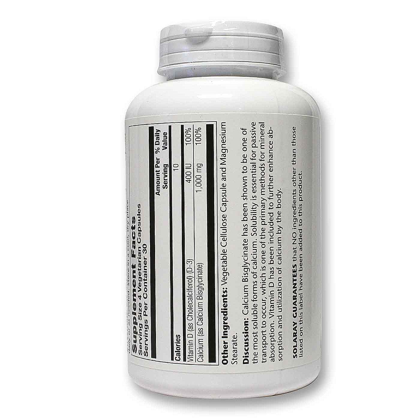 Solaray, Bisglicinato de Cálcio com Vitamina D3 - 120 Cápsulas Vegetarianas - Imagem 3