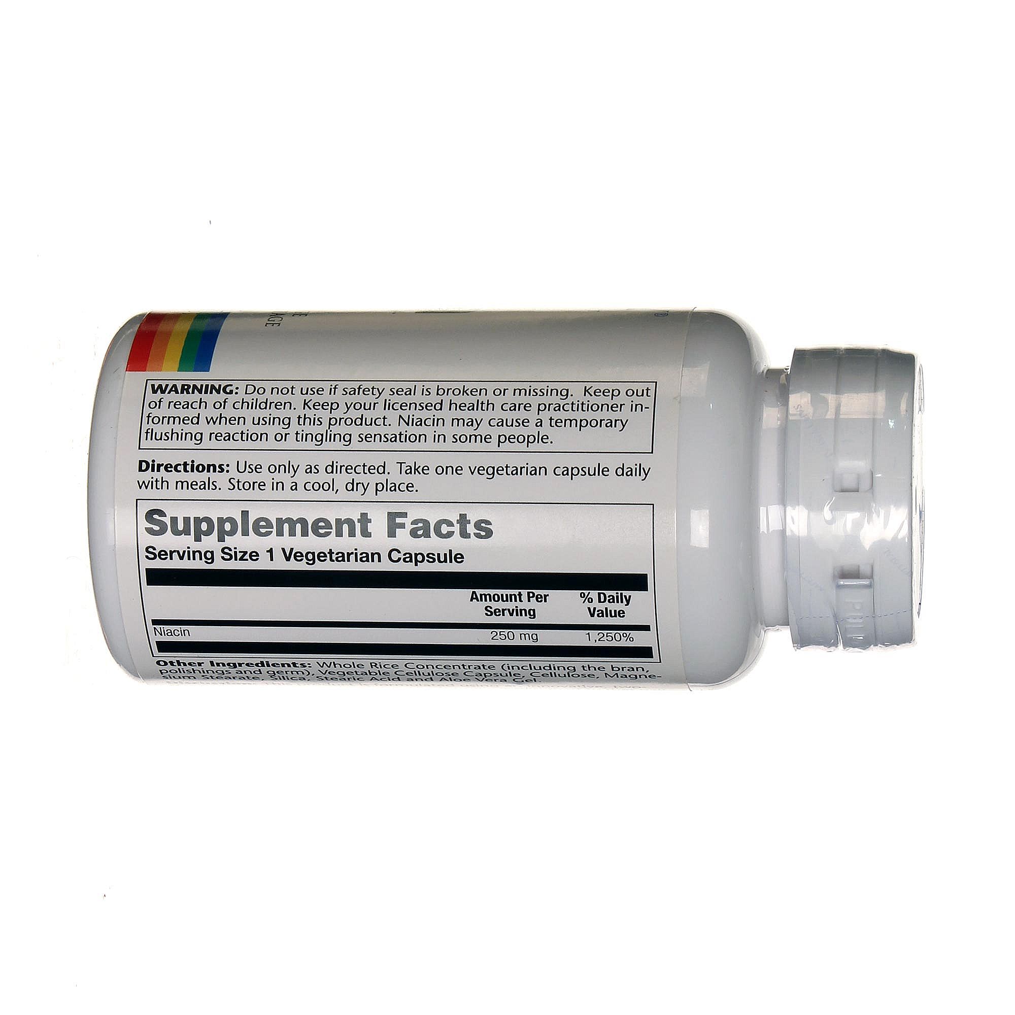 Solaray Dois Estágios Timed-Release Niacina 250 mg 100 Cápsulas - Imagem 2