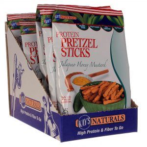 Kay's Naturals, Sticks de Pretzel de Proteína, Sabor Pimenta Jalapeno, Mel e Mostarda - 6 Pacotes (34 g Cada)