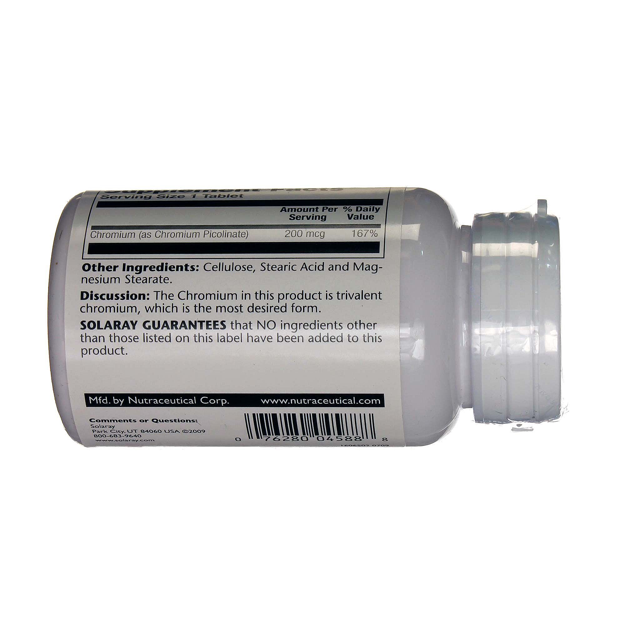 Solaray O picolinato de cromo 200 mcg 50 Tabletes - Imagem 3