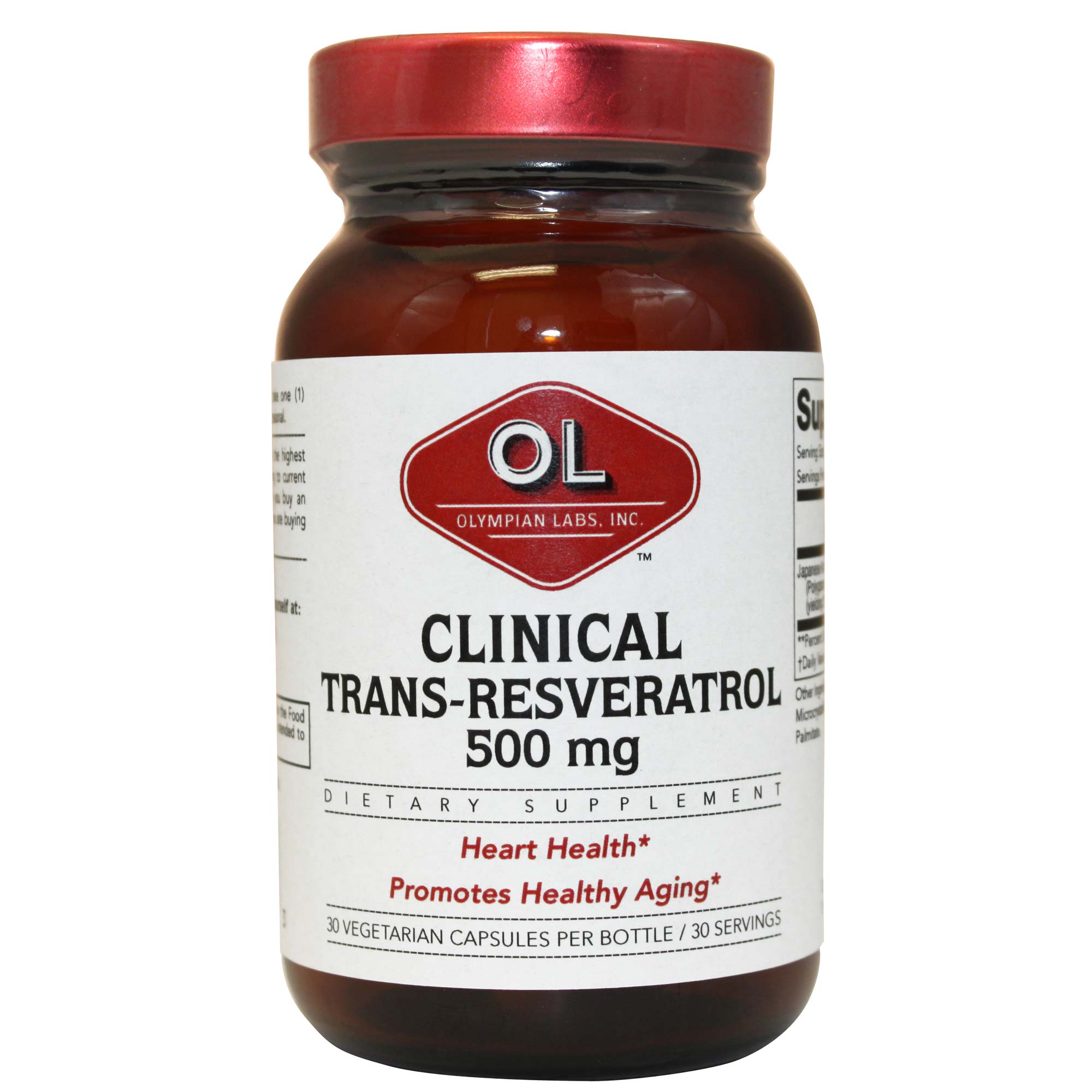 Olympian Labs, Trans-Resveratrol Clinical, Força Extra - 30 Cápsulas Vegetarianas