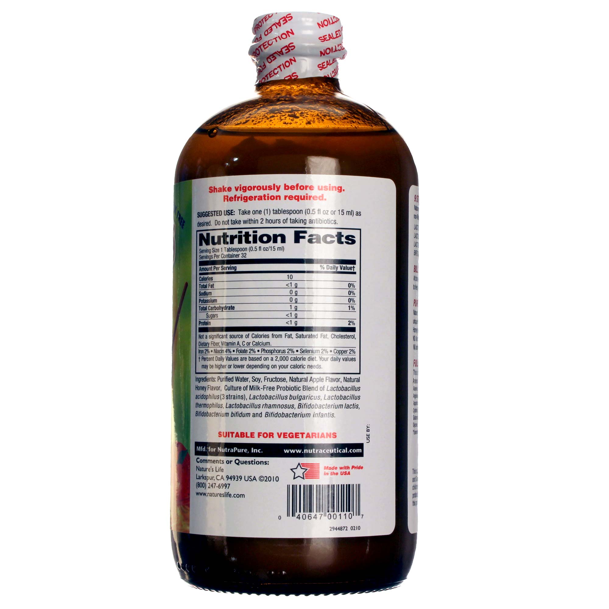 Nature's Life Soy-Based acidophilus Maçã Mel 16 fl oz - Imagem 2