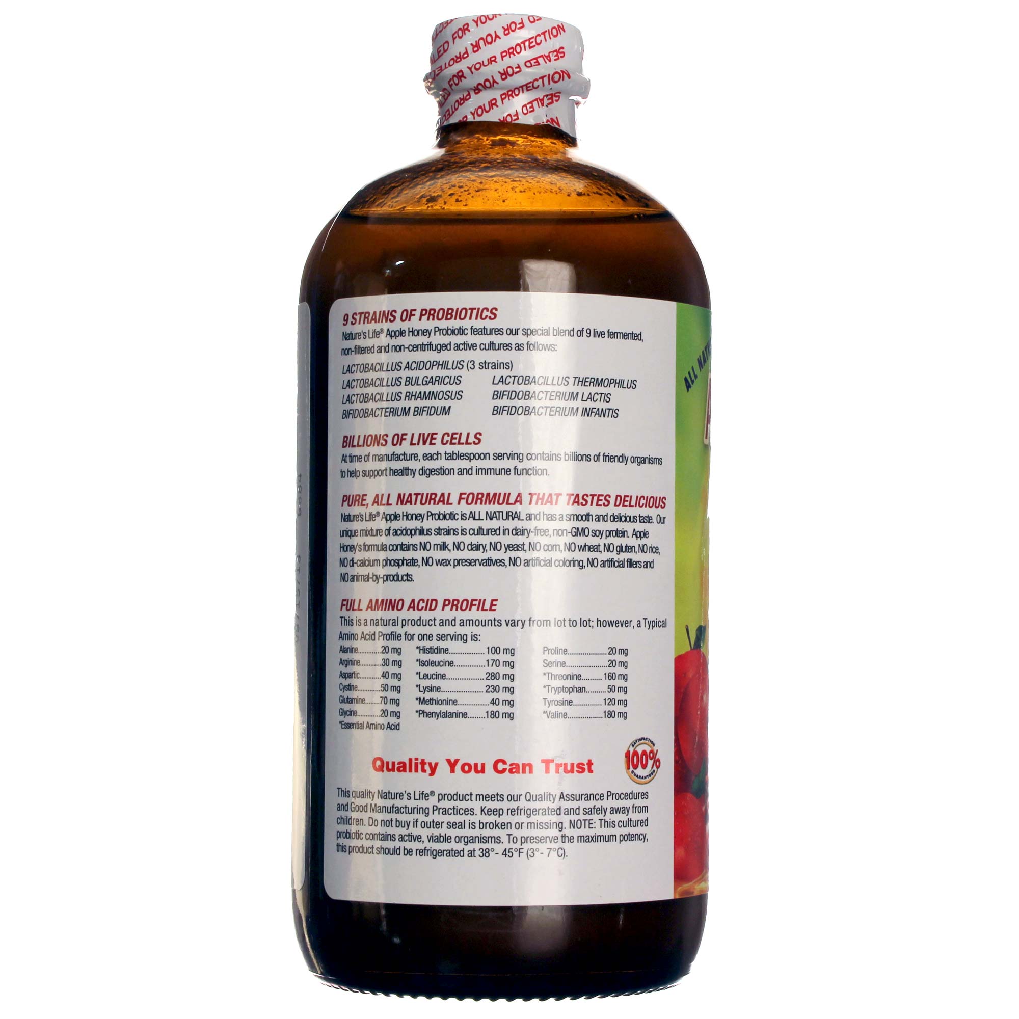 Nature's Life Soy-Based acidophilus Maçã Mel 16 fl oz - Imagem 3