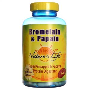 Nature's Life, Bromelina e Papaína - 250 Cápsulas Vegetarianas