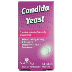 Natra-Bio, Candida Levedura, Sem Sabor - 60 Tabletes