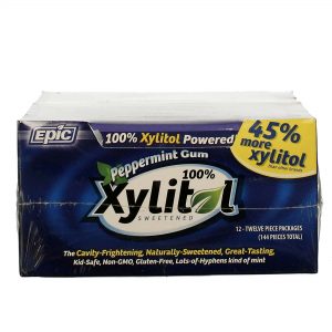 Epic Dental, Gomas de Mascar de Xylitol, Hortelã-Pimenta 12 Pacotes (12 Unidades Por Pacote)