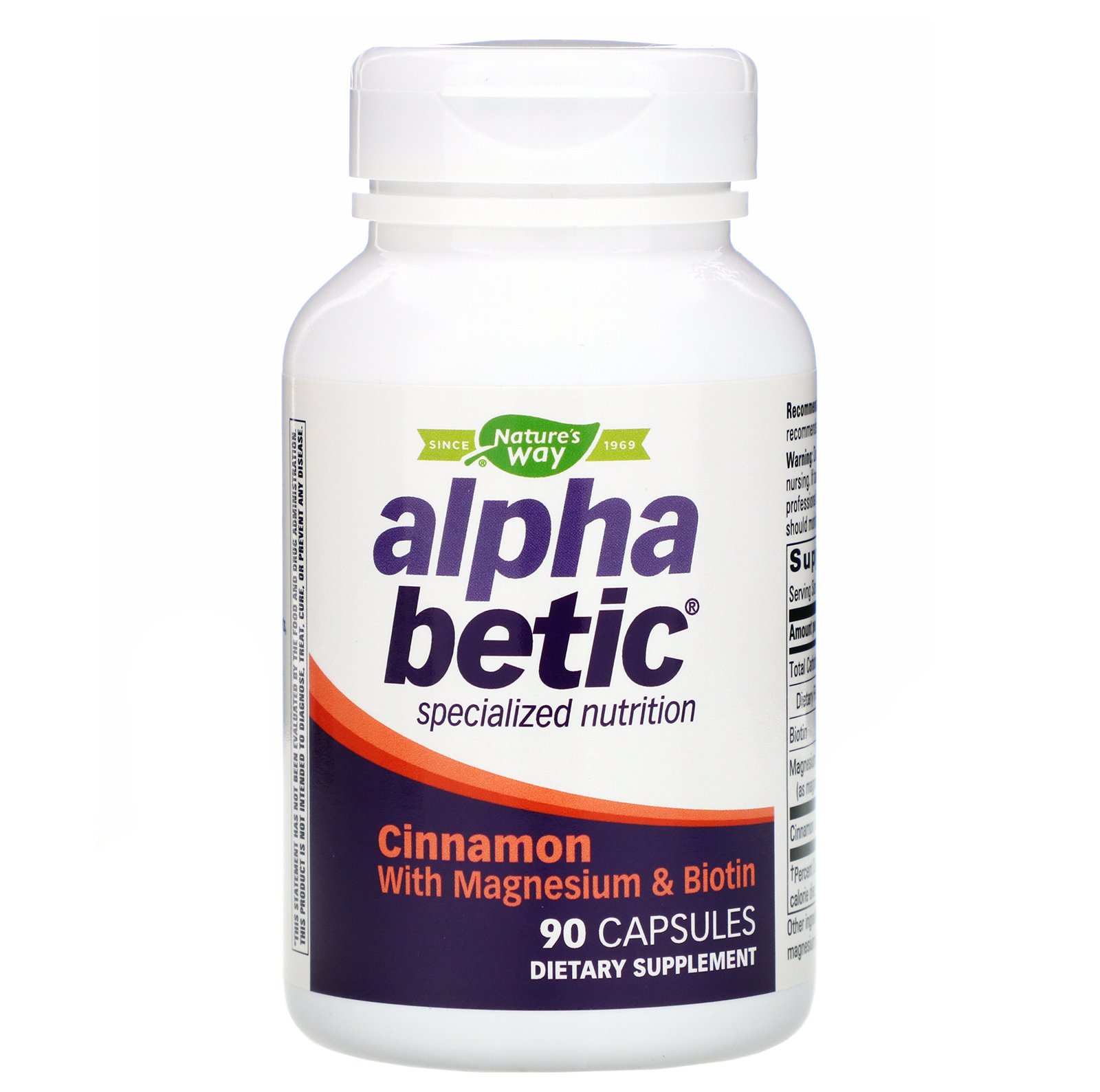 Nature's Way, Alpha Betic, Canela com Magnésio e Biotina, 90 Cápsulas - Imagem 3