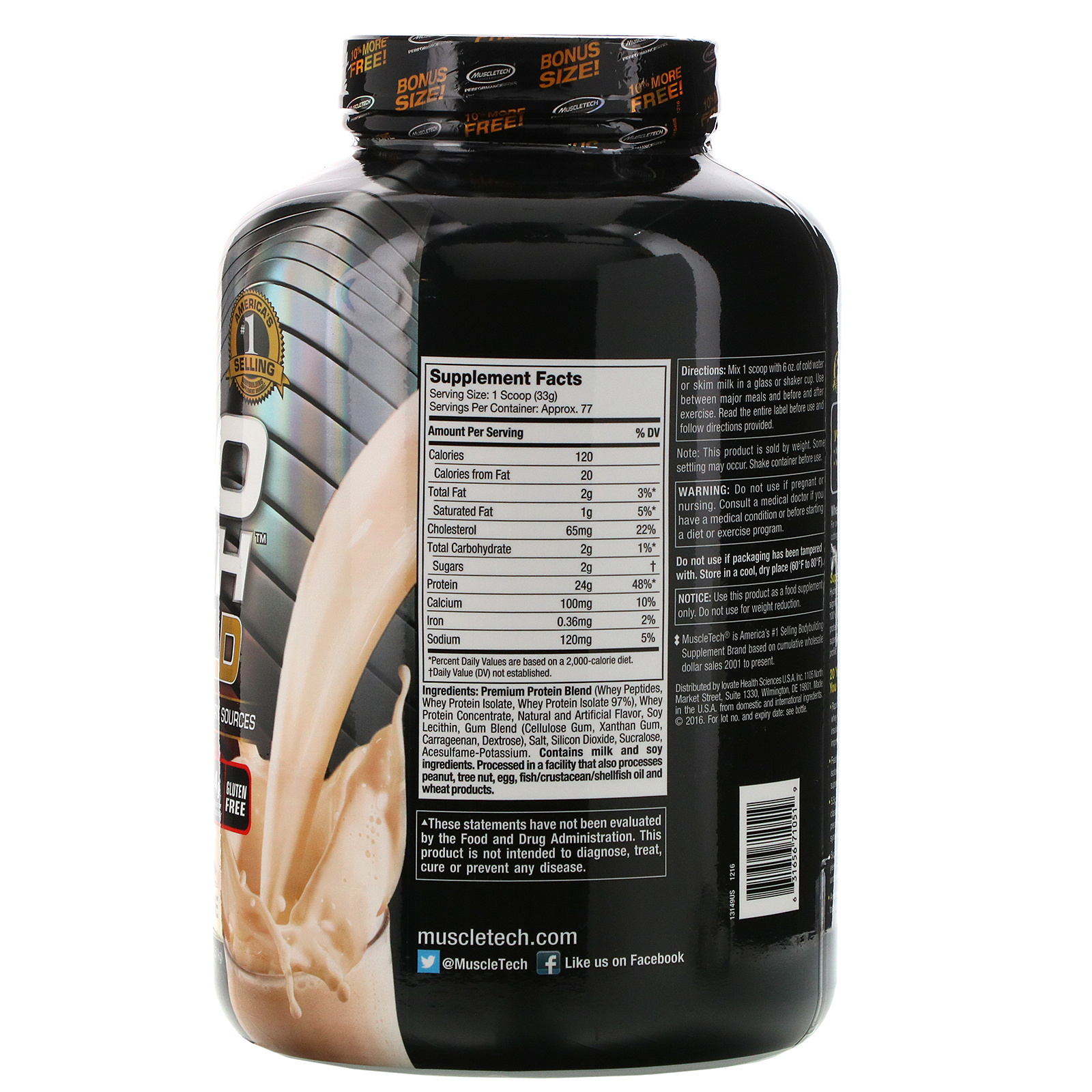 Muscletech, Nitro Tech, 100% Whey Gold, Creme de Baunilha Francês, 5,53 lbs. (2,51 kg) - Imagem 2