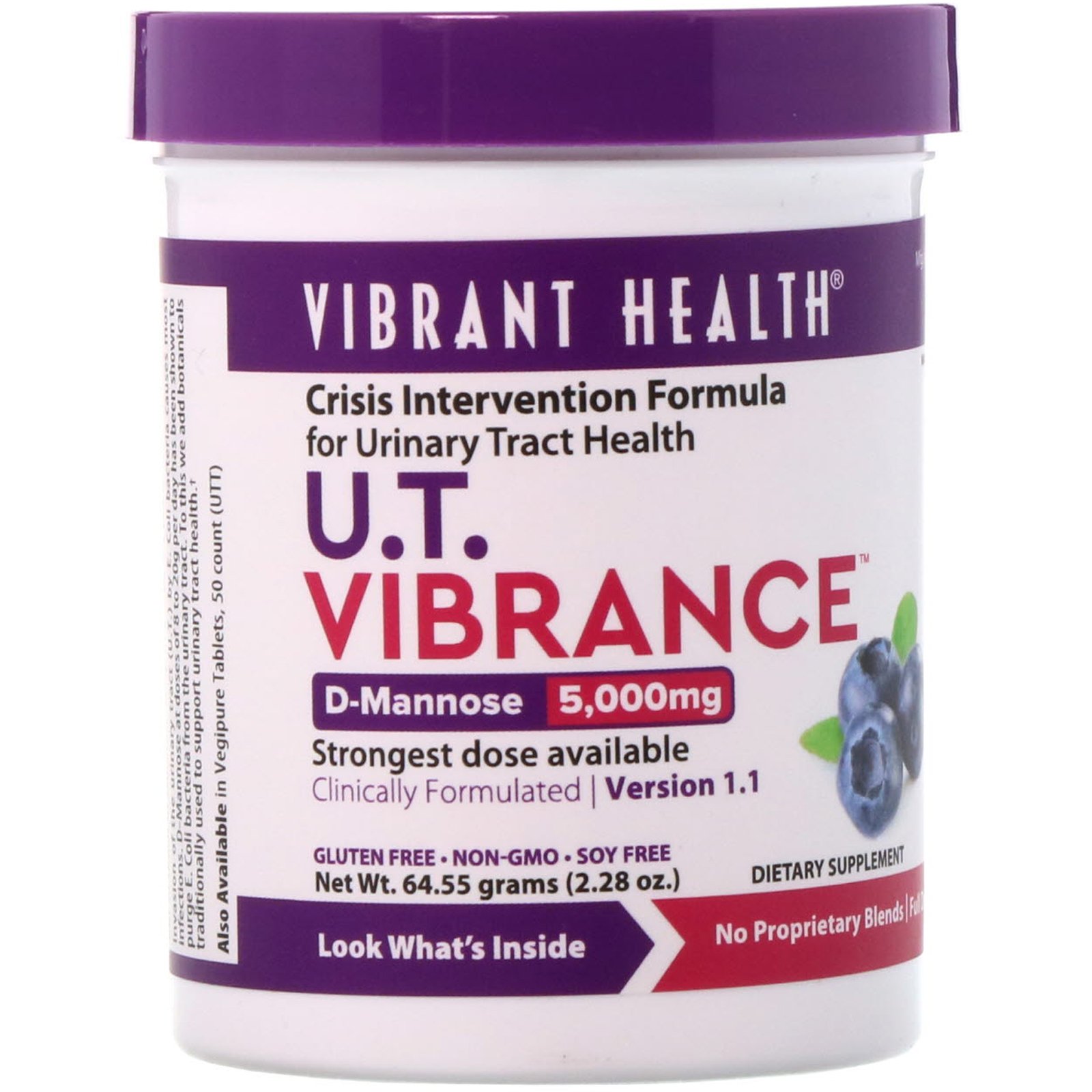 Vibrant Health, U.T. Vibrance, D-Manose 5.000 mg, Versão 1.1, 64,55 g (2,28 oz)