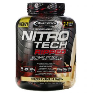 Muscletech, Nitro Tech Ripped, A Fórmula Definitiva de Proteína + Perda de Peso, French Vanilla Swirl, 1,81 kg (4 lbs)