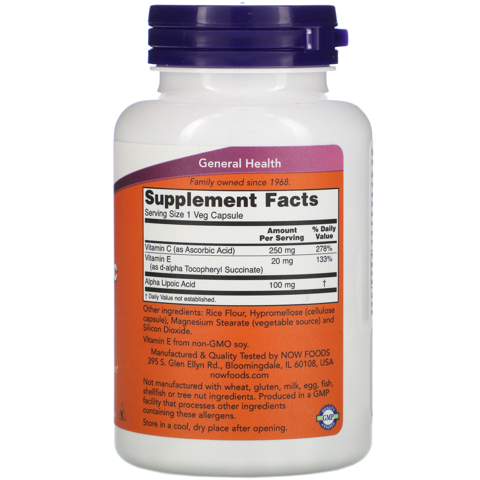 Now Foods, Ácido alfa lipóico, 100 mg, 120 cápsulas vegetais - Imagem 2