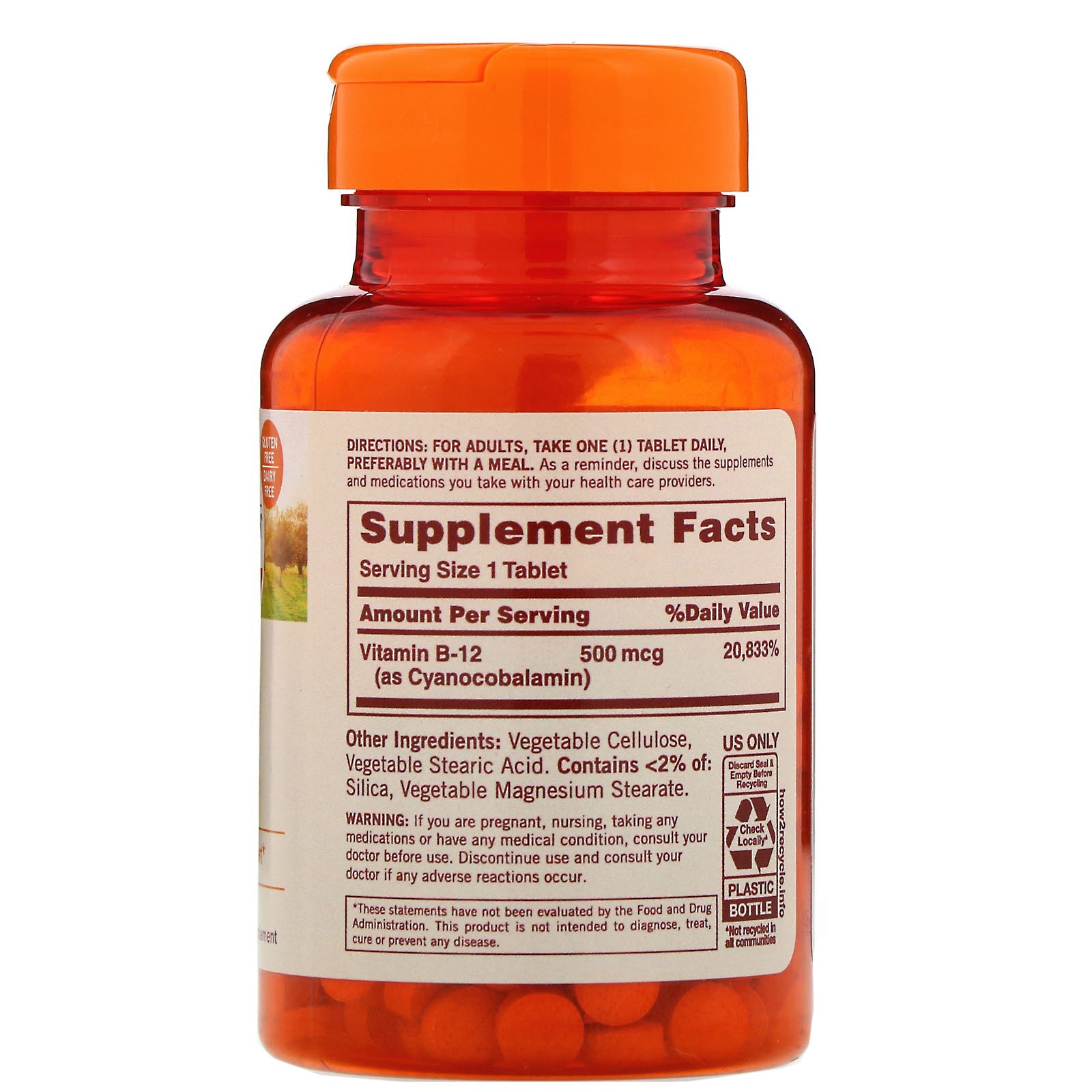 Sundown Naturals, B-12, 500 mcg, 200 Comprimidos - Imagem 2