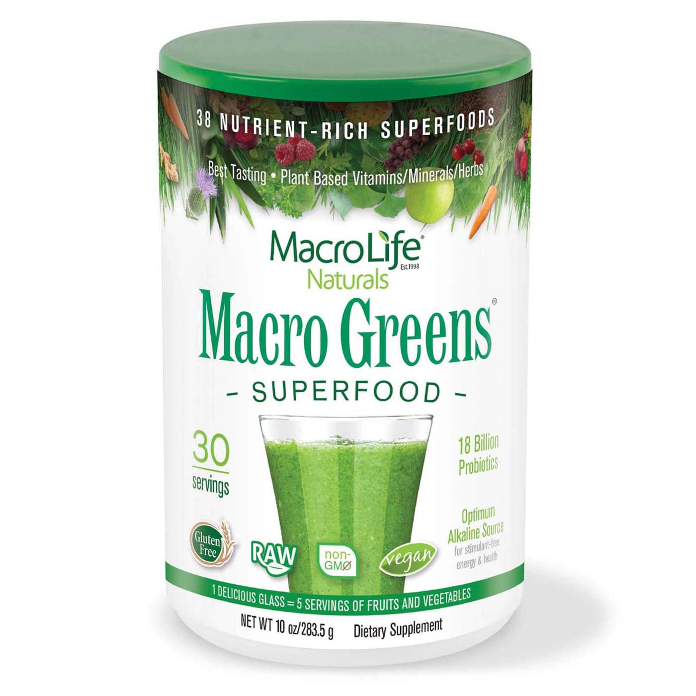 Macrolife Naturals, Macro Greens® Super Suplemento Alimantar - 10 oz (283,5 g)
