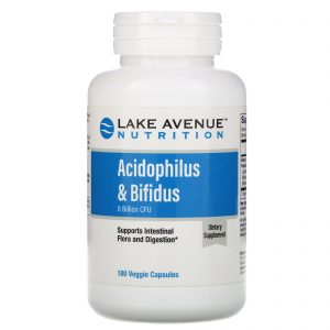 Lake Avenue Nutrition, Acidophilus & Bifidus, Mistura Probiótica, 8 Bilhões de UFC, 180 Cápsulas Vegetais