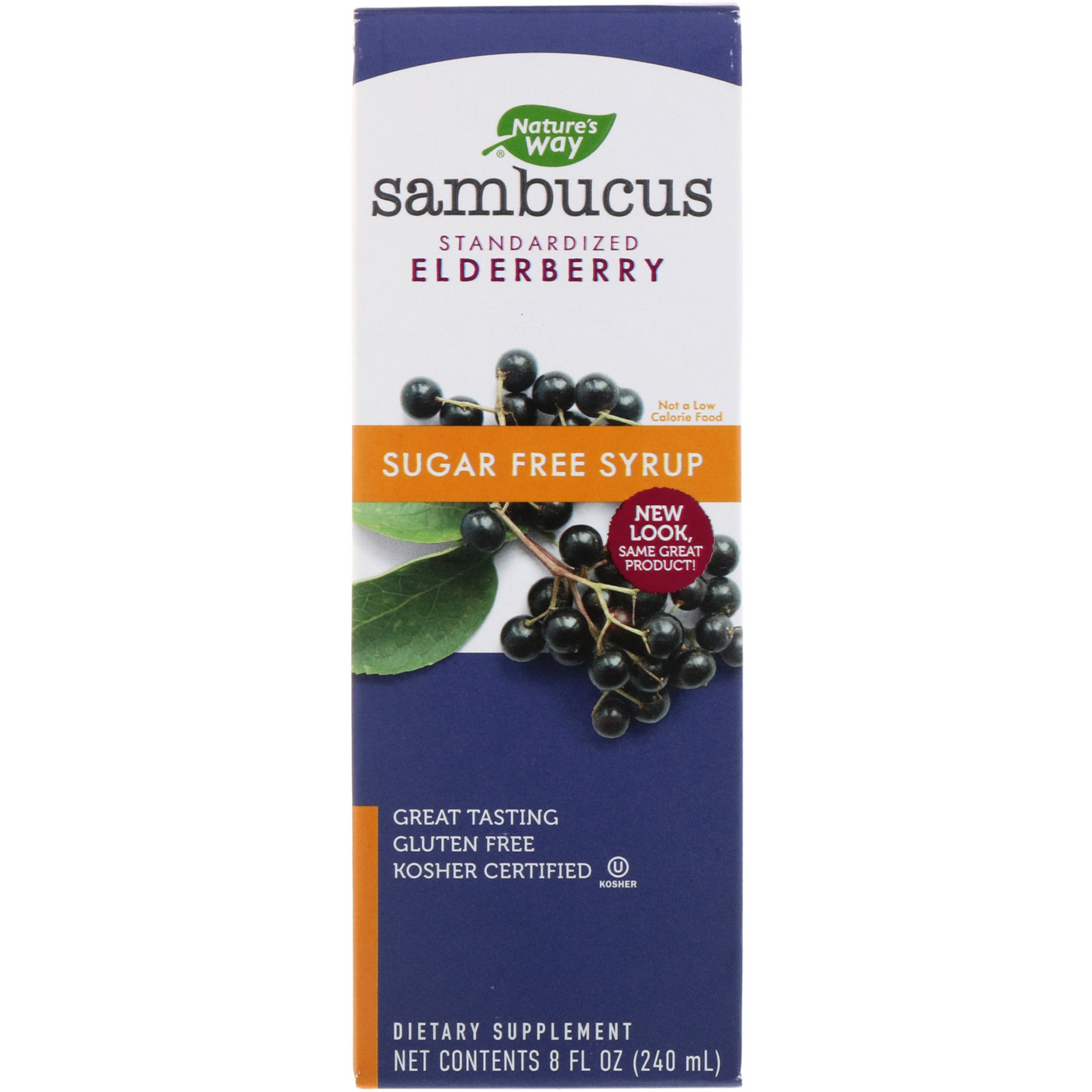 Nature's Way, Sambucus, Baga de Sabugueiro Padronizada, Xarope sem Açúcar, 240 ml (8 oz)