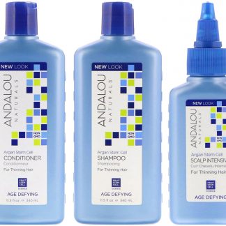 Andalou Naturals, Células-tronco de Argan, Tratamento para Queda de Cabelos, Rejuvenescedor, Kit com 3 Produtos