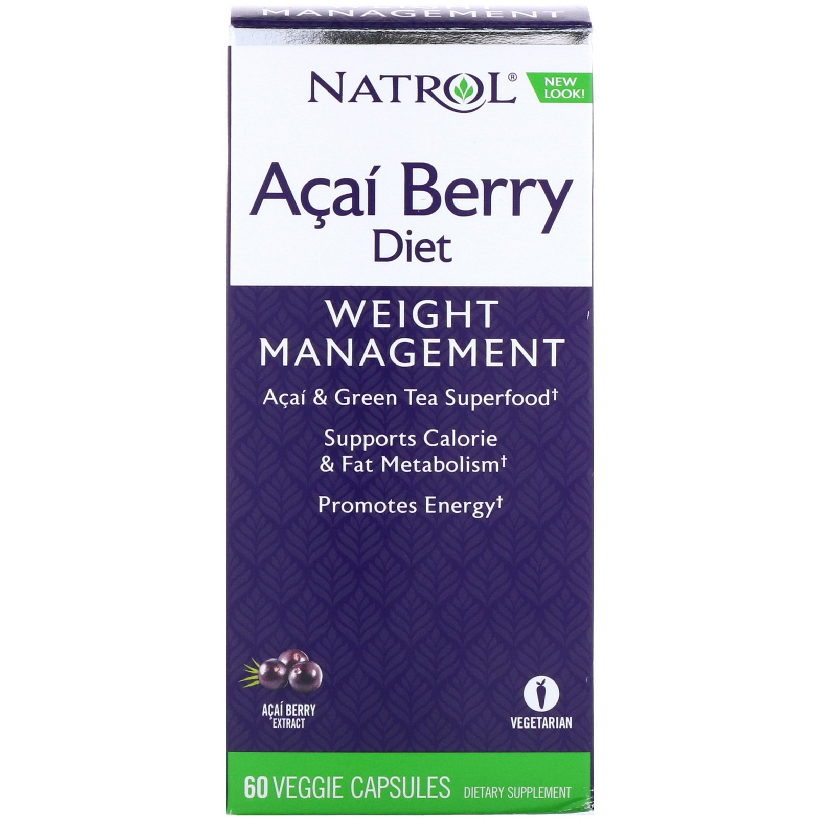 Natrol, Acai Berry Diet, Superalimentos de Açaí e Chá Verde, 60 Cápsulas Vegetais