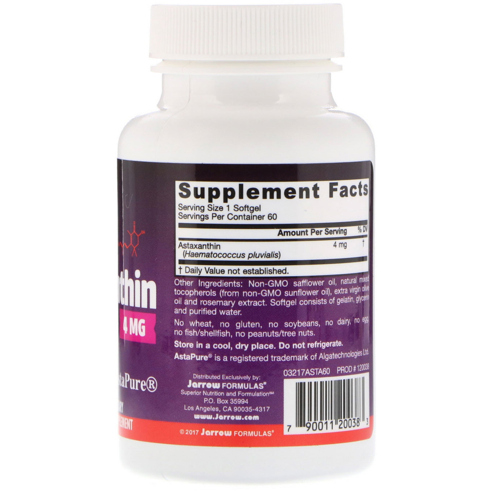Jarrow Formulas, Astaxantina, 4 mg, 60 Cápsulas Softgel - Imagem 2