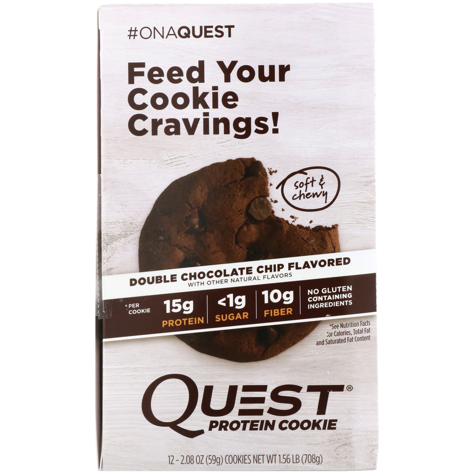 Quest Nutrition, Biscoito de Proteínas, Gotas de Chocolate Intenso, 12 Pacotes, 59 g (2,08 oz) Cada - Imagem 2