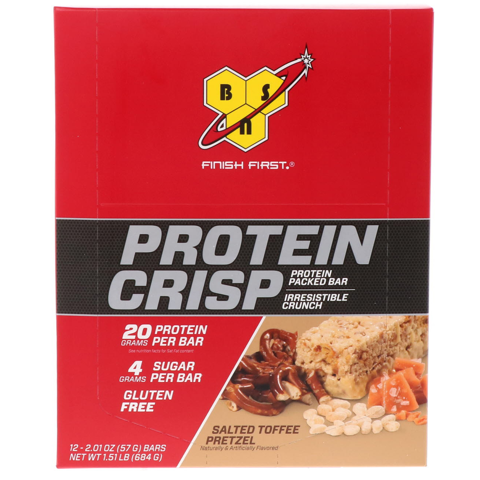 BSN, Protein Crisp, Barra Repleta de Proteínas, Pretzel de Caramelo Salgado, 12 Barras, 57 g (2,01 oz) - Imagem 2