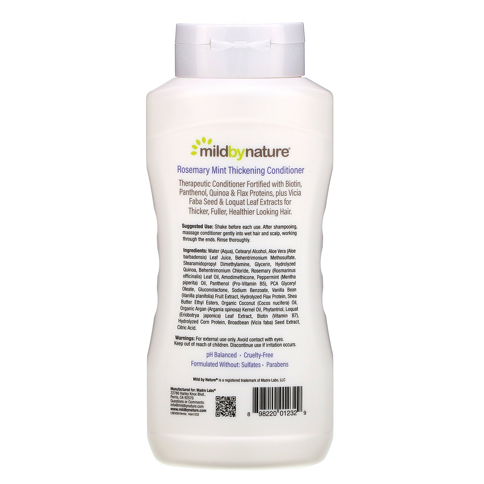 Mild By Nature, Complexo B Espessante + Condicionador de Biotina da Madre Labs, Sem Sulfatos, Alecrim com Hortelã, 414 ml (14 fl oz) - Imagem 2