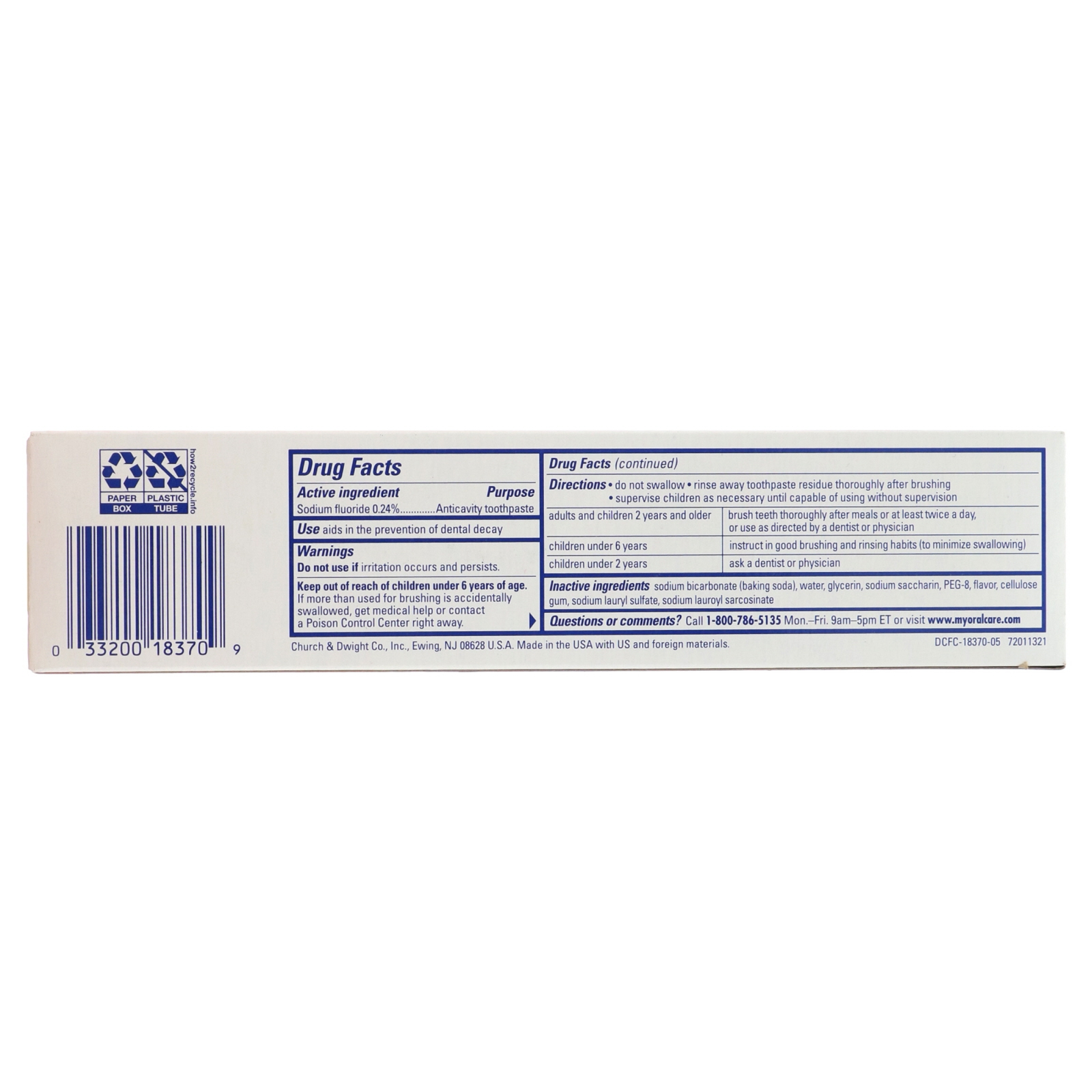Arm & Hammer, Dental Care, Fluoride Anticavity Toothpaste, Pure Mint, 6.3 oz (178 g) - Imagem 3