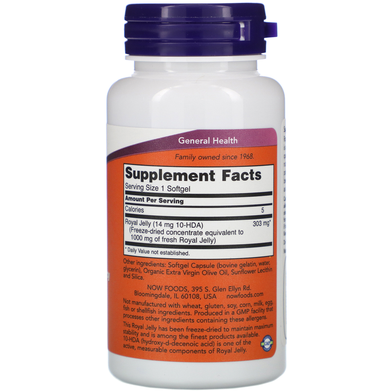 Now Foods, Geleia Real, 1.000 mg, 60 Cápsulas Softgel - Imagem 2
