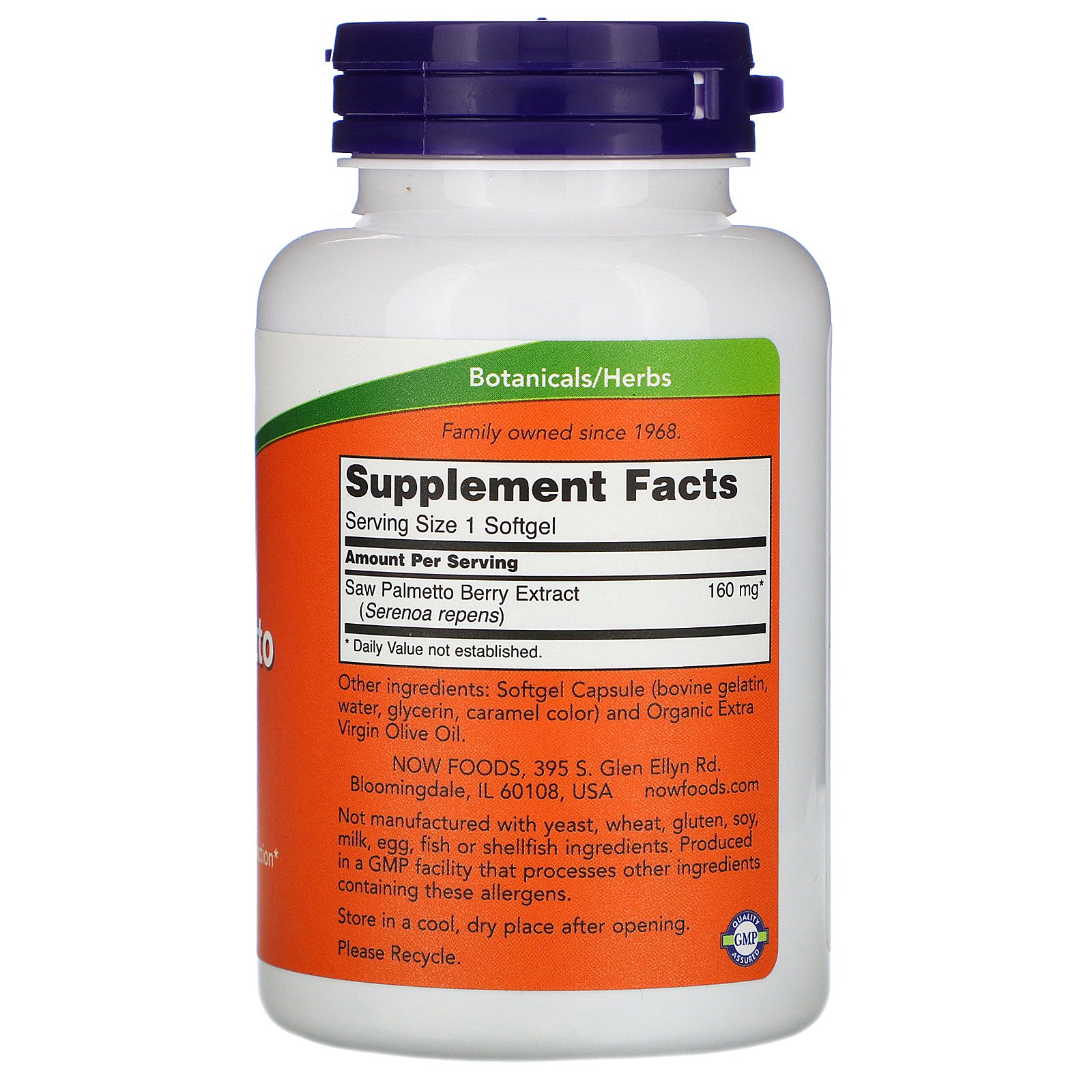 Now Foods, Extrato de Serenoa, 160 mg, 240 cápsulas Softgel - Imagem 2
