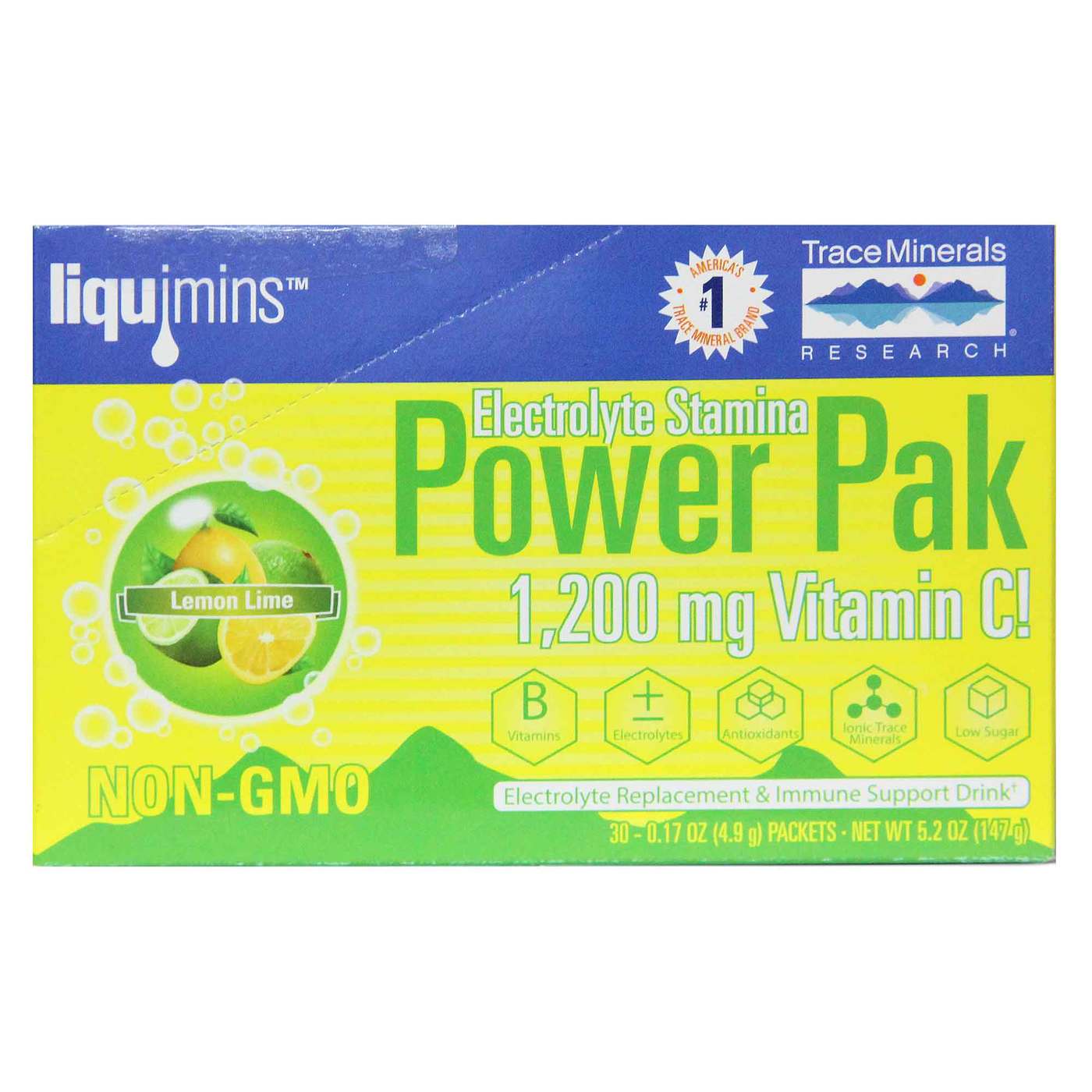 Trace Minerals Research Eletrólito Stamina Power Pak Limão Lima 32-8,9 g Pacotes