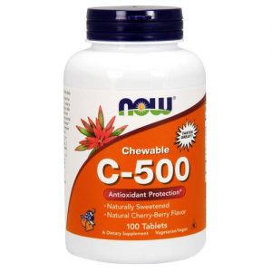 C-500 Mastigável Now Foods Cherry 100 Gomas