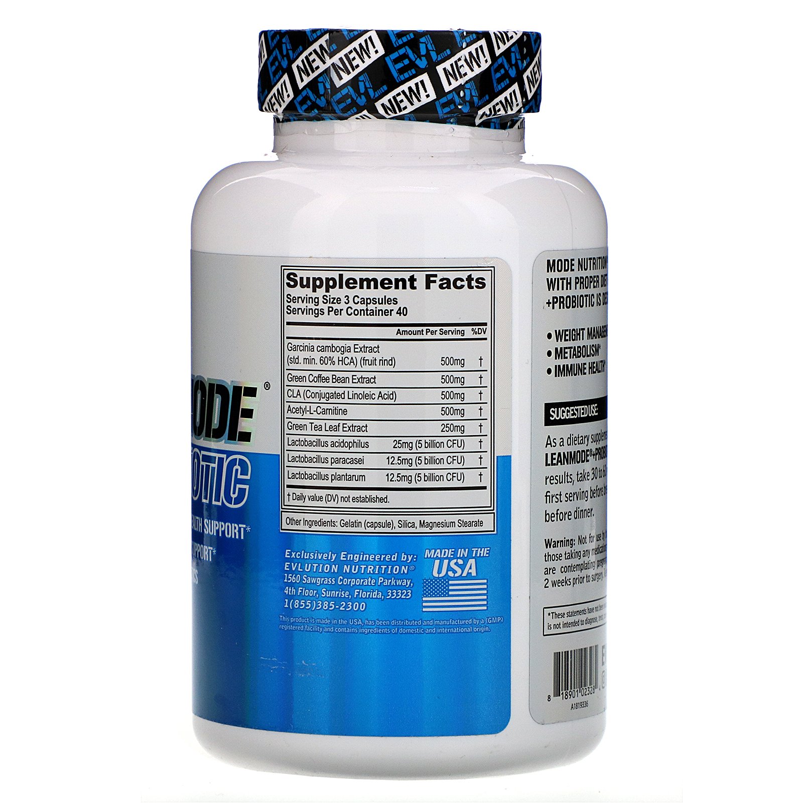 EVLution Nutrition, LeanMode + Probiótico, 120 Cápsulas - Imagem 2