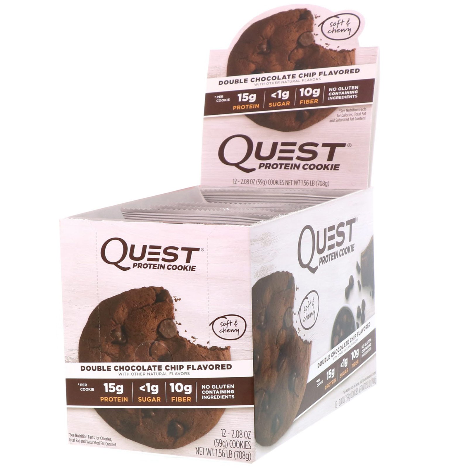Quest Nutrition, Biscoito de Proteínas, Gotas de Chocolate Intenso, 12 Pacotes, 59 g (2,08 oz) Cada
