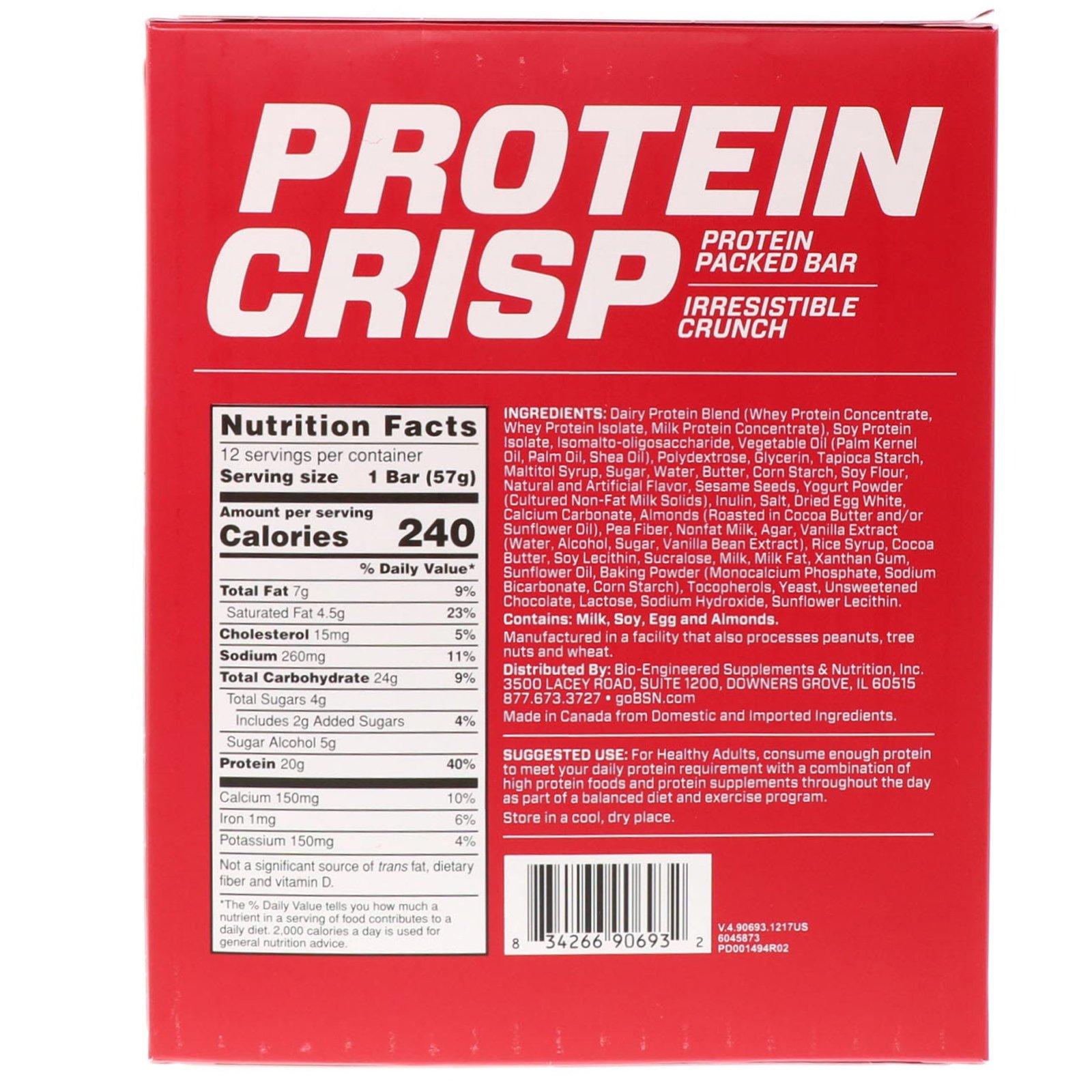BSN, Protein Crisp, Barra Repleta de Proteínas, Pretzel de Caramelo Salgado, 12 Barras, 57 g (2,01 oz) - Imagem 3