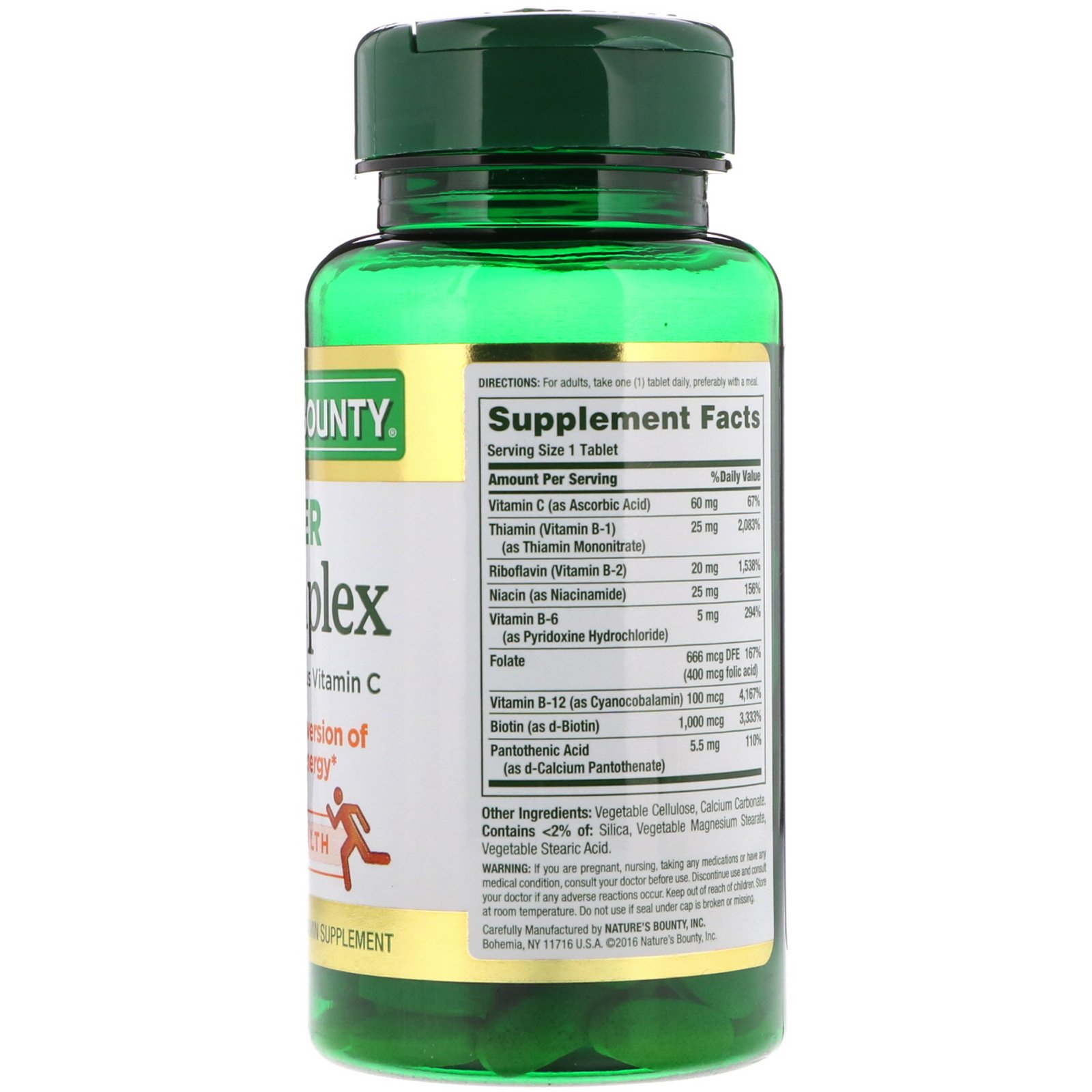 Nature's Bounty, Complexo Super-B com Ácido Fólico Mais Vitamina C, 150 Comprimidos - Imagem 2