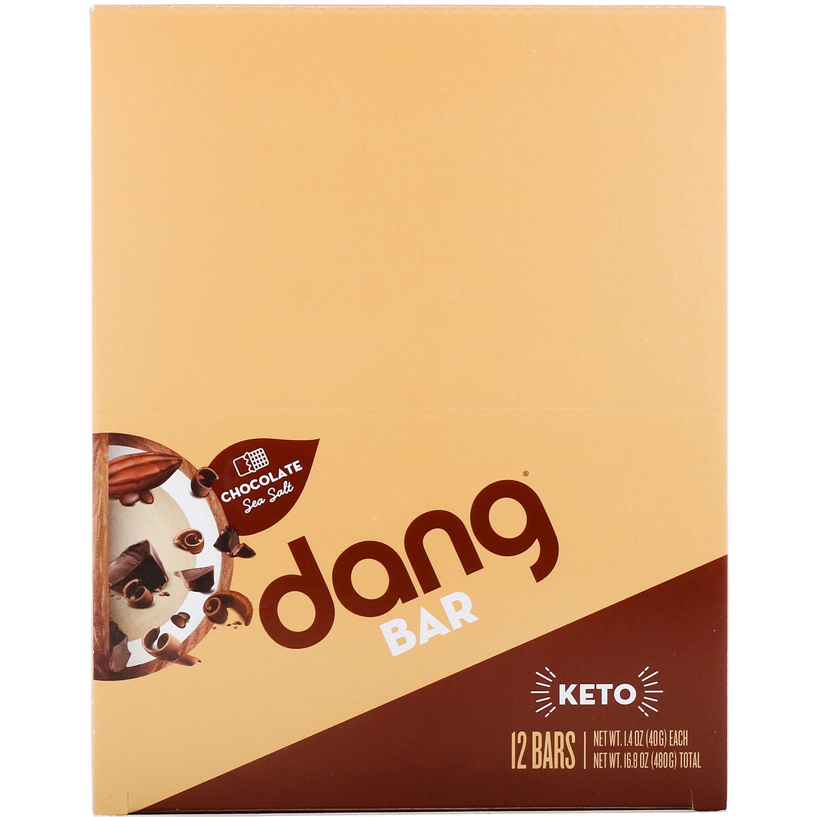 Dang, Keto Bar, Sal Marinho com Chocolate, 12 Barras, 40 g (1,4 oz) Cada - Imagem 2