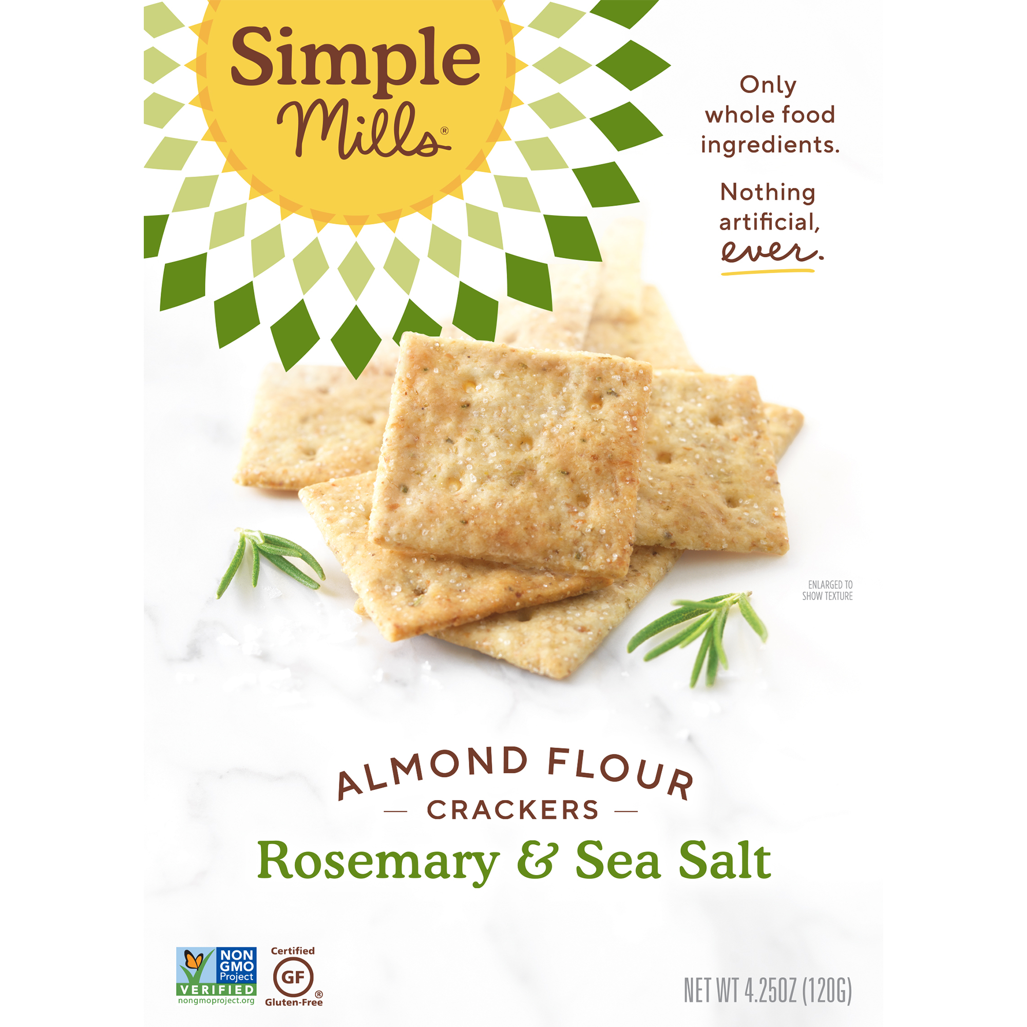 Simple Mills, Naturalmente sem glúten, Biscoitos de farinha de amêndoa, Alecrim e sal marinho, 4,25 oz (120 g)