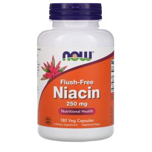 Now Foods, Niacina Sem Rubor, 250 mg, 180 Cápsulas Vegetais