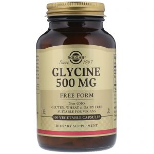 Solgar, Glicina, 500 mg, 100 Cápsulas Vegetais