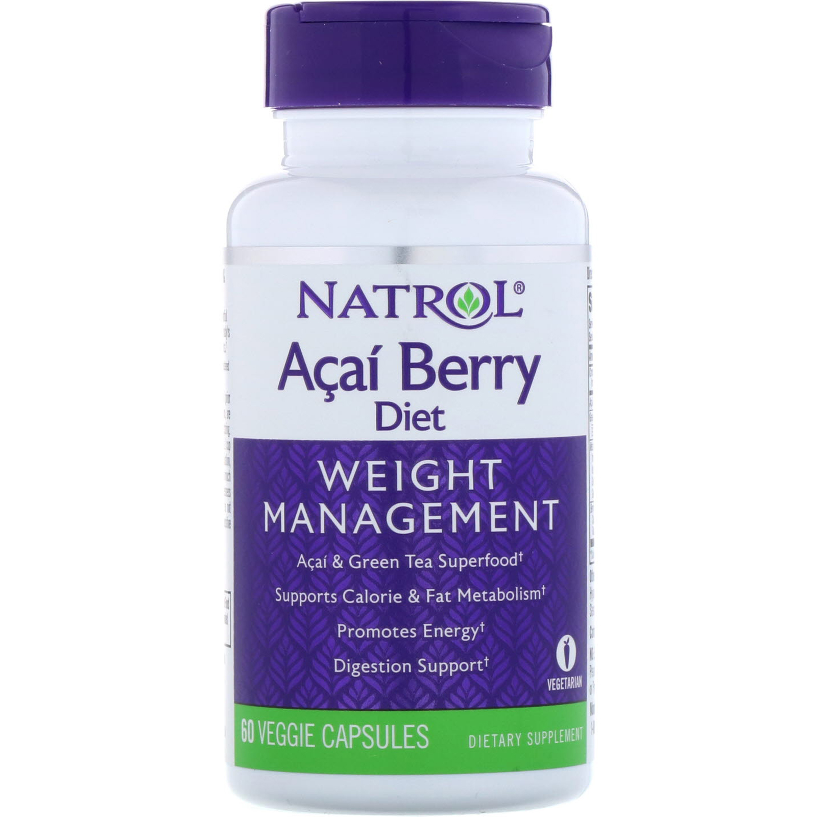 Natrol, Acai Berry Diet, Superalimentos de Açaí e Chá Verde, 60 Cápsulas Vegetais - Imagem 3