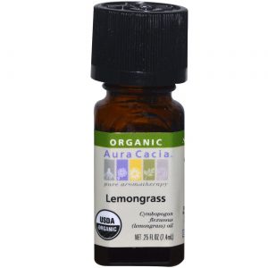 Aura Cacia, Óleo Essencial de Capim-limão Orgânico - 0.25 fl oz (7,4mL)