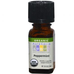 Aura Cacia, Óleo Essencial de Hortelã-pimenta Orgânico - 7,4mL