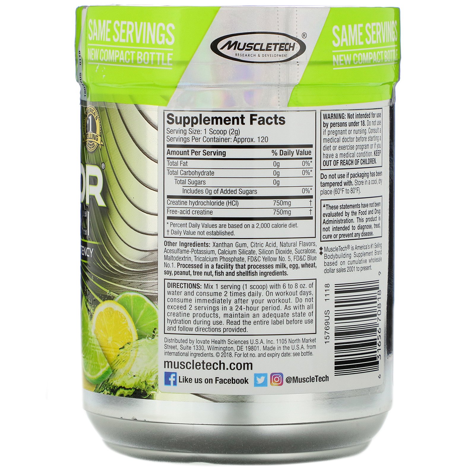Muscletech, Performance Series, CREACTOR, Creatine HCI, Lemon-Lime Twist, 8.40 oz (238 g) - Imagem 2