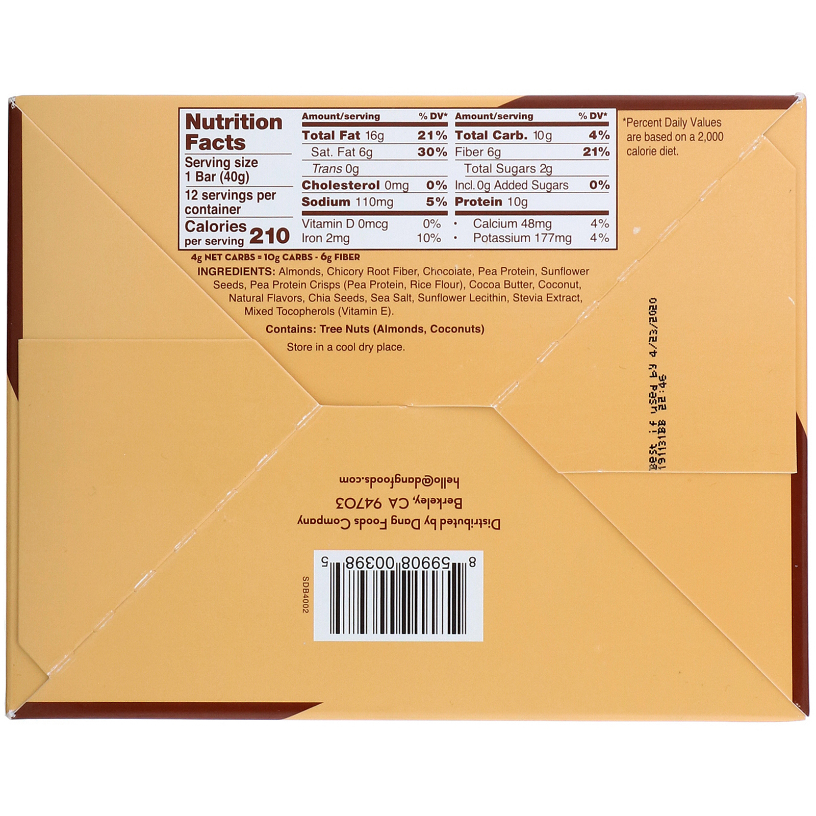 Dang, Keto Bar, Sal Marinho com Chocolate, 12 Barras, 40 g (1,4 oz) Cada - Imagem 3
