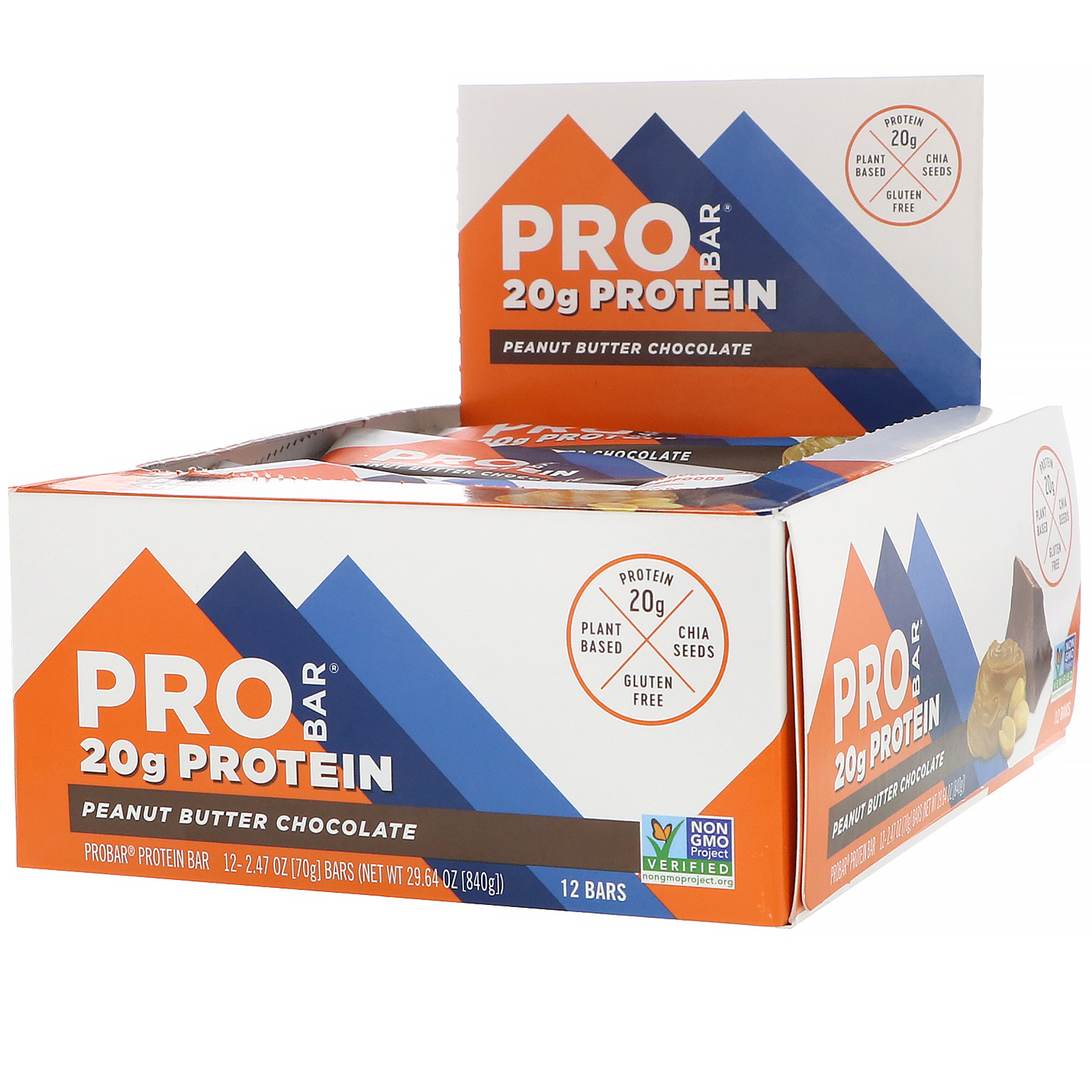 ProBar, Barra de Proteína, Chocolate com Manteiga de Amendoim, 12 Barras, 70 g (2,47 oz) Cada