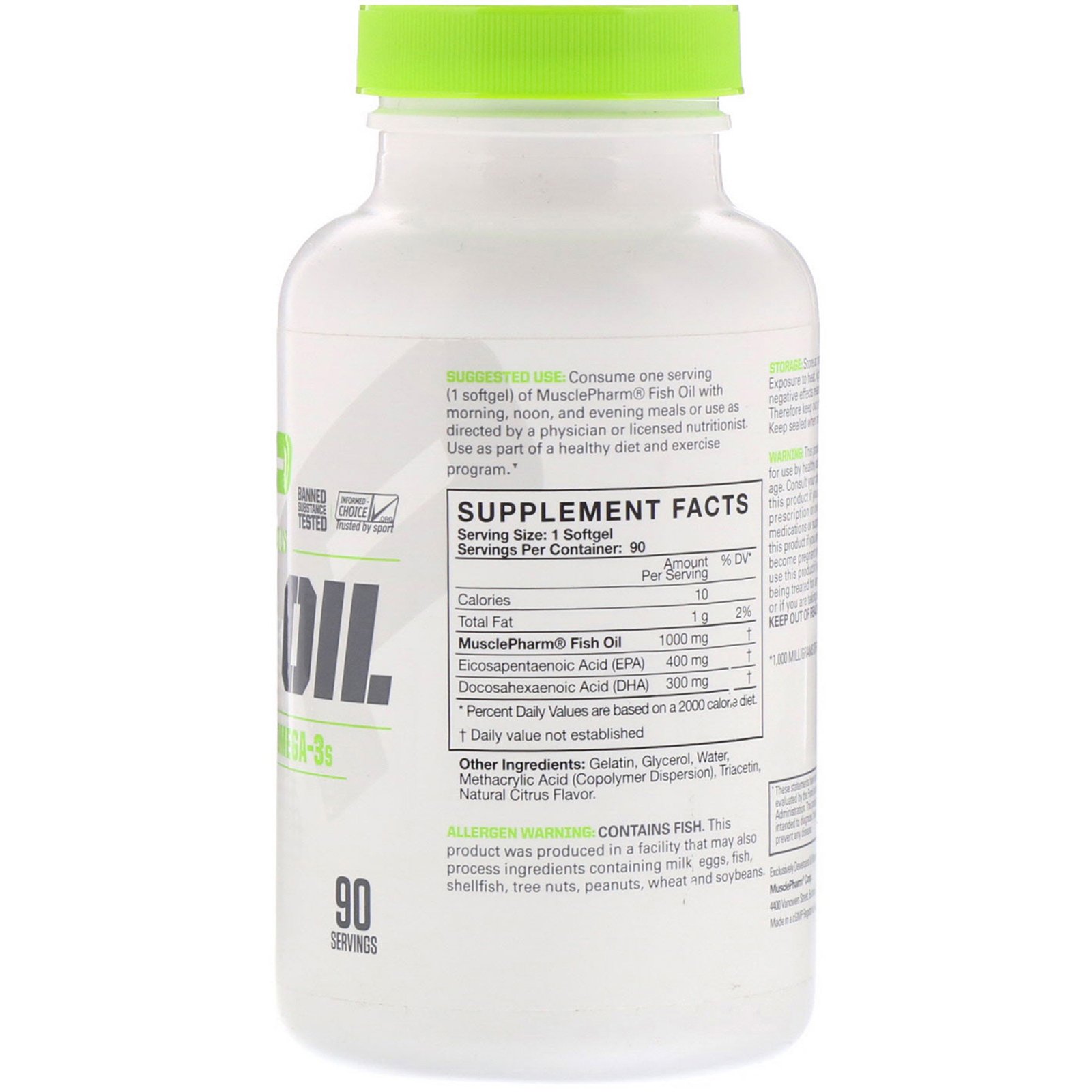 MusclePharm, Essentials, Óleo de Peixe, 90 Cápsulas Softgel - Imagem 2
